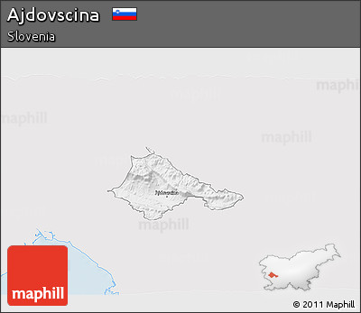 Silver Style 3D Map of Ajdovscina, single color outside