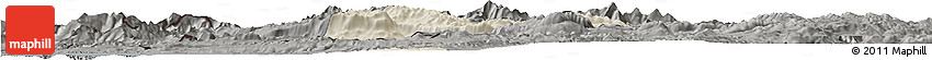 Shaded Relief Horizon Map of Ajdovscina, darken, semi-desaturated