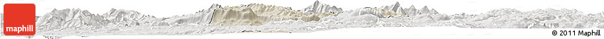 Shaded Relief Horizon Map of Ajdovscina, lighten, semi-desaturated