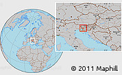 Gray Location Map of Ajdovscina, within the entire country