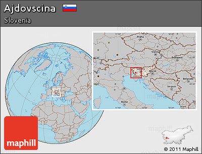 Gray Location Map of Ajdovscina, highlighted country, within the entire country