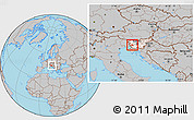 Gray Location Map of Ajdovscina, highlighted country, within the entire country
