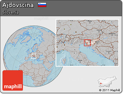Gray Location Map of Ajdovscina, highlighted country, hill shading