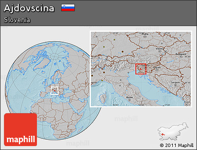 Gray Location Map of Ajdovscina, hill shading