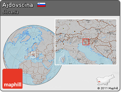 Gray Location Map of Ajdovscina, hill shading