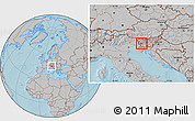 Gray Location Map of Ajdovscina, hill shading