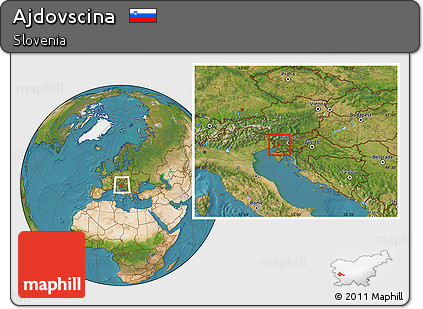 Satellite Location Map of Ajdovscina, within the entire country
