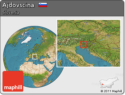 Satellite Location Map of Ajdovscina, within the entire country
