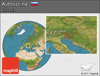 Satellite Location Map of Ajdovscina, within the entire country