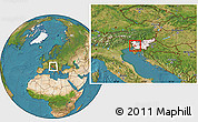 Satellite Location Map of Ajdovscina, highlighted country, within the entire country