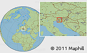 Savanna Style Location Map of Ajdovscina, within the entire country