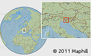 Savanna Style Location Map of Ajdovscina, hill shading