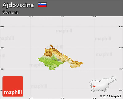 Physical Map of Ajdovscina, cropped outside