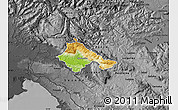 Physical Map of Ajdovscina, darken, desaturated