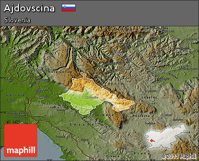 Physical Map of Ajdovscina, darken