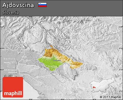 Physical Map of Ajdovscina, lighten, desaturated