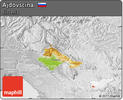 Physical Map of Ajdovscina, lighten, desaturated