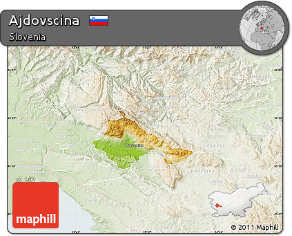 Physical Map of Ajdovscina, lighten