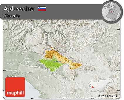 Physical Map of Ajdovscina, lighten, semi-desaturated
