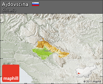 Physical Map of Ajdovscina, lighten, semi-desaturated