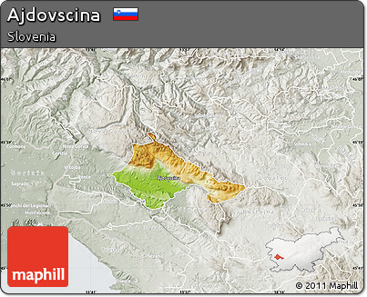 Physical Map of Ajdovscina, lighten, semi-desaturated