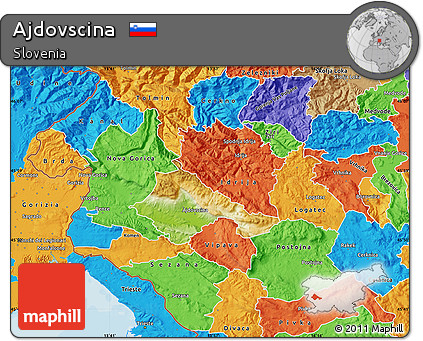 Physical Map of Ajdovscina, political outside