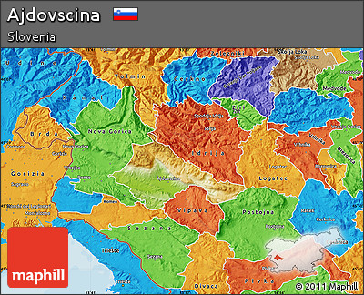 Physical Map of Ajdovscina, political outside