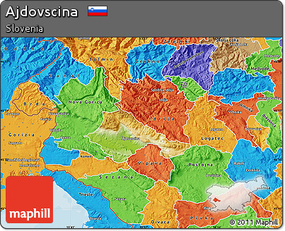 Physical Map of Ajdovscina, political outside