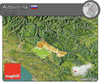 Physical Map of Ajdovscina, satellite outside