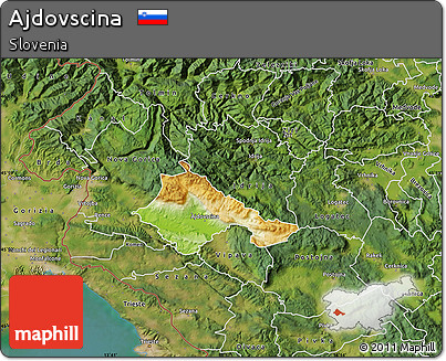 Physical Map of Ajdovscina, satellite outside