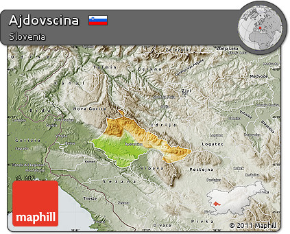 Physical Map of Ajdovscina, semi-desaturated