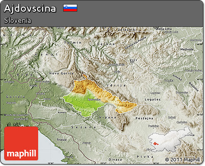 Physical Map of Ajdovscina, semi-desaturated