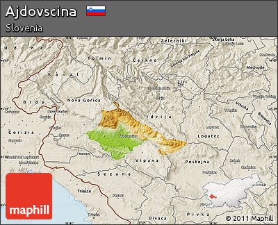 Physical Map of Ajdovscina, shaded relief outside