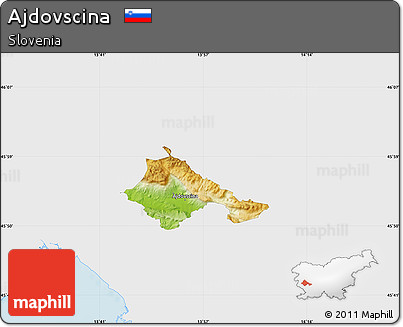 Physical Map of Ajdovscina, single color outside