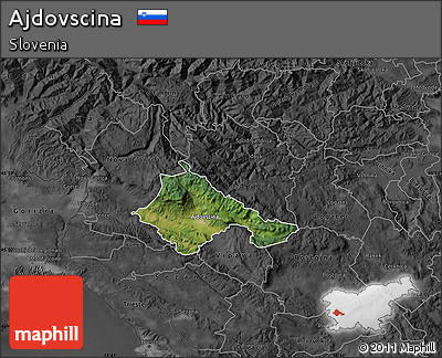 Satellite Map of Ajdovscina, darken, desaturated