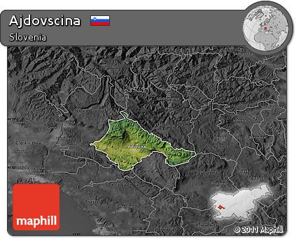 Satellite Map of Ajdovscina, darken, desaturated