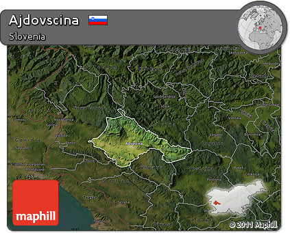 Satellite Map of Ajdovscina, darken