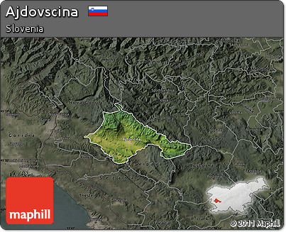 Satellite Map of Ajdovscina, darken, semi-desaturated