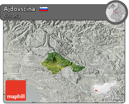 Satellite Map of Ajdovscina, lighten, semi-desaturated