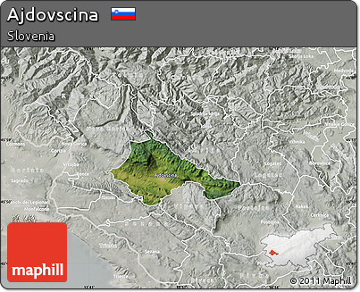 Satellite Map of Ajdovscina, lighten, semi-desaturated