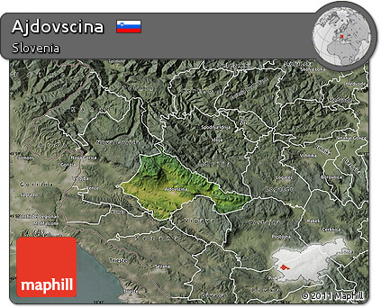 Satellite Map of Ajdovscina, semi-desaturated