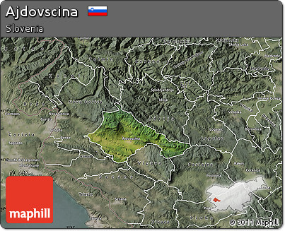 Satellite Map of Ajdovscina, semi-desaturated