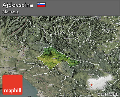 Satellite Map of Ajdovscina, semi-desaturated