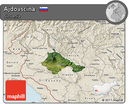 Satellite Map of Ajdovscina, shaded relief outside