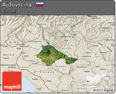 Satellite Map of Ajdovscina, shaded relief outside