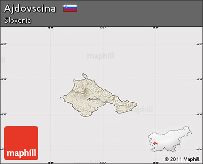 Shaded Relief Map of Ajdovscina, cropped outside