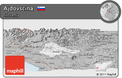 Gray Panoramic Map of Ajdovscina