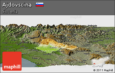 Physical Panoramic Map of Ajdovscina, darken