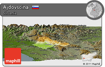 Physical Panoramic Map of Ajdovscina, darken
