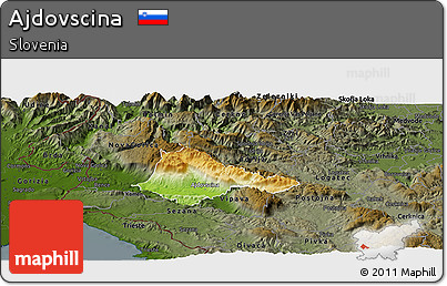 Physical Panoramic Map of Ajdovscina, darken